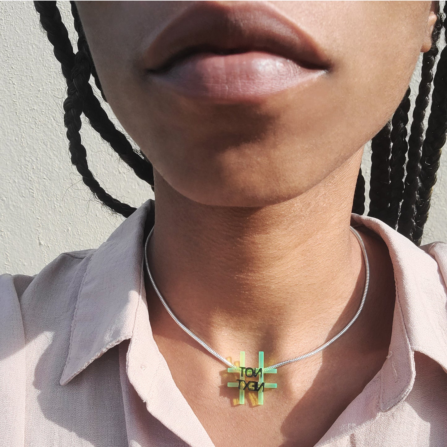 Not Next Neon Green and Silver Necklace