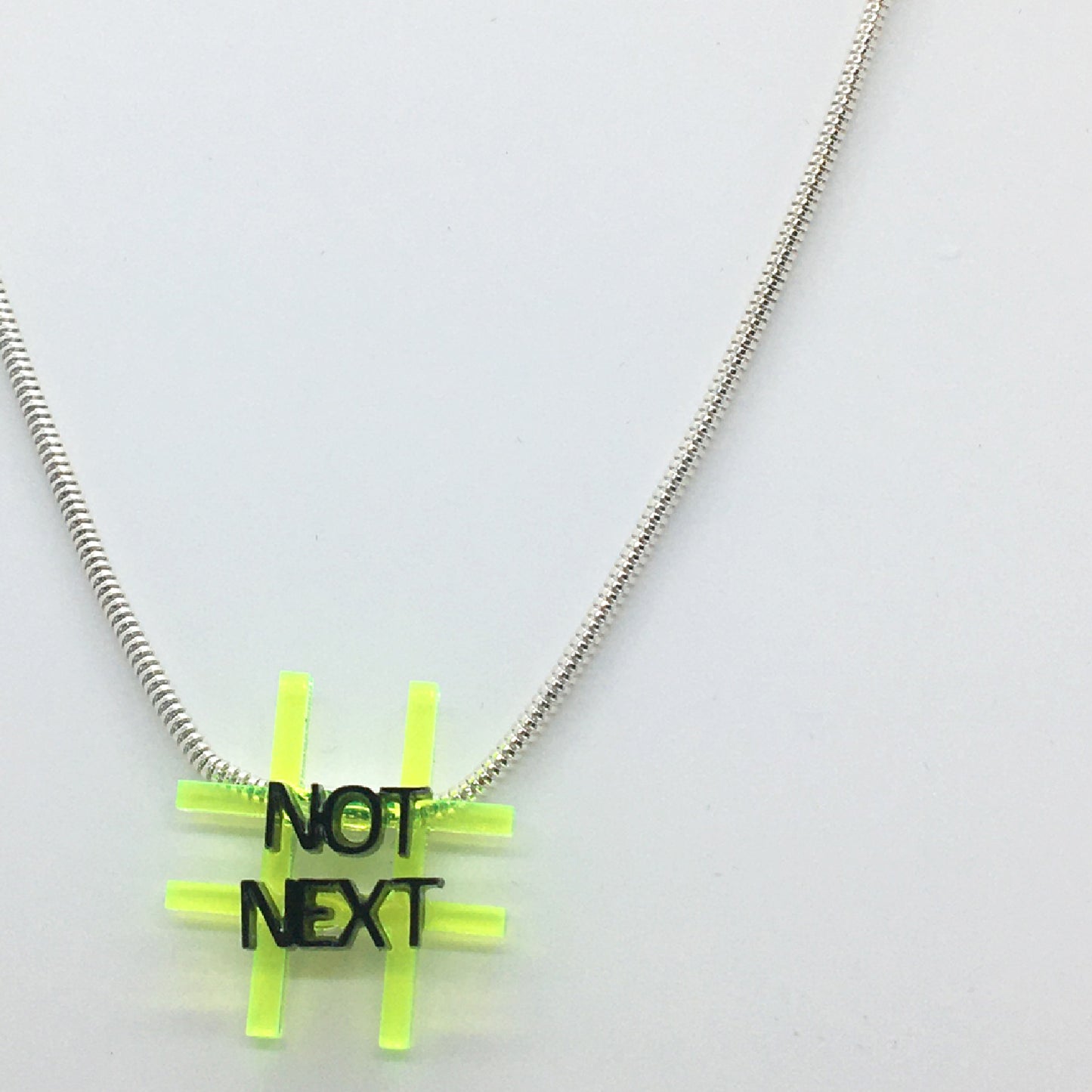 Not Next Neon Green and Silver Necklace